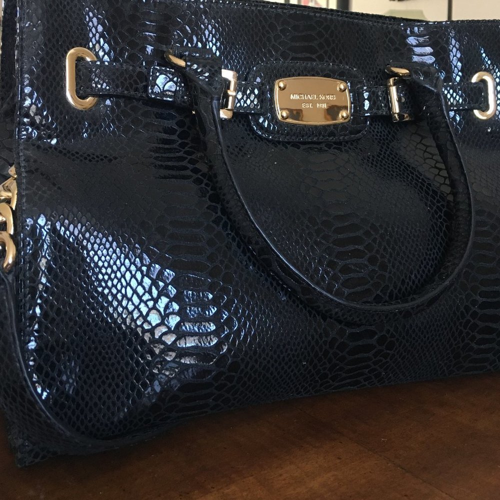 Michael Kors Hamilton Tote Medium (Black Snake Print)